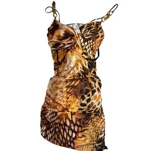Yoyo 5 Y2K Black and Brown Animal Print Mini Dress